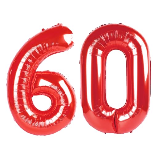 101,6 cm roter digitaler Ballon mit Zahl 60, Jumbo-Mylar-Folie, Heliumballon für 60 Luftballons, für Geburtstagsparty, Hochzeitstag, Party-Dekorationen 101,6 cm roter digitaler Ballon mit Zahl 60, Jumbo-Mylar-Folie, Heliumballon für 60 Luftballons, für Geburtstagsparty, Hochzeitstag, Party-Dekorationen von Kelfuoya