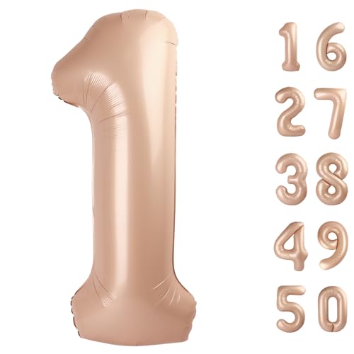 101.6 cm Karamell Ballon Nummer 1 Erster Geburtstag Jumbo Mylar Folie Helium Ballon für 10 21 31 Geburtstag Digital für Geburtstagsfeier Hochzeit Jahrestag Party Dekorationen von Kelfuoya