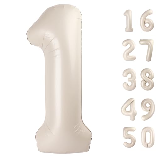 101.6 cm Milchweiß Ballon Nummer 1 Erster Geburtstag Jumbo Mylar Folie Helium Ballon für 10 21 31 Geburtstag Digital für Geburtstagsfeier Hochzeit Jahrestag Party Dekorationen 101.6 cm Milchweiß Ballon Nummer 1 Erster Geburtstag Jumbo Mylar Folie Helium Ballon für 10 21 31 Geburtstag Digital für Geburtstagsfeier Hochzeit Jahrestag Party Dekorationen von Kelfuoya