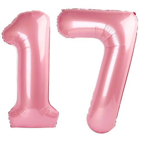 Ballon Zahl 17, 101,6 cm, Perlglanz, Rosa, Zahl 17, 101,6 cm, Party-Dekorationen für Jungen oder Mädchen, riesiges Mylar-Jubiläums-Partyzubehör Ballon Zahl 17, 101,6 cm, Perlglanz, Rosa, Zahl 17, 101,6 cm, Party-Dekorationen für Jungen oder Mädchen, riesiges Mylar-Jubiläums-Partyzubehör von Kelfuoya