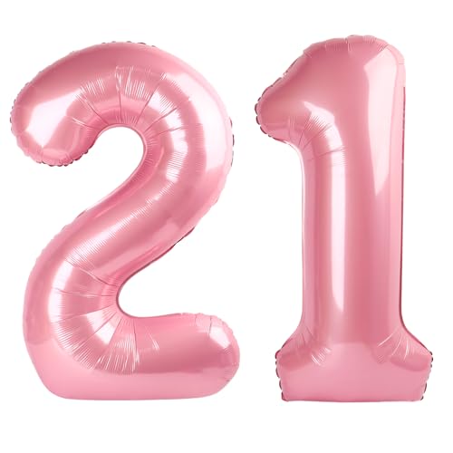 Luftballon Zahl 21, 101,6 cm, Perlglanz, Rosa, Zahl 21, Ballon 101,6 cm, Party-Dekorationen für Jungen oder Mädchen, riesiges Mylar-Jubiläums-Partyzubehör Luftballon Zahl 21, 101,6 cm, Perlglanz, Rosa, Zahl 21, Ballon 101,6 cm, Party-Dekorationen für Jungen oder Mädchen, riesiges Mylar-Jubiläums-Partyzubehör von Kelfuoya