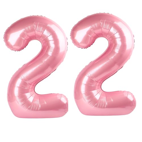 Luftballon Zahl 22, 101,6 cm, Perlglanz, Rosa, Zahl 22, Ballon mit Zahl 22, Party-Dekorationen für Jungen oder Mädchen, riesiges Mylar-Jubiläums-Partyzubehör Luftballon Zahl 22, 101,6 cm, Perlglanz, Rosa, Zahl 22, Ballon mit Zahl 22, Party-Dekorationen für Jungen oder Mädchen, riesiges Mylar-Jubiläums-Partyzubehör von Kelfuoya