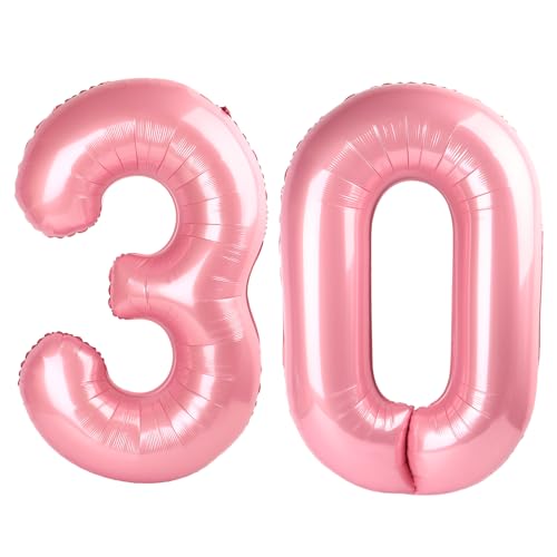 Luftballon Zahl 30, 101,6 cm, Perlglanz, Rosa, Zahl 30, Ballon mit Zahl 76.2 cm, Party-Dekorationen für Jungen oder Mädchen, riesiges Mylar-Jubiläums-Partyzubehör Luftballon Zahl 30, 101,6 cm, Perlglanz, Rosa, Zahl 30, Ballon mit Zahl 76.2 cm, Party-Dekorationen für Jungen oder Mädchen, riesiges Mylar-Jubiläums-Partyzubehör von Kelfuoya