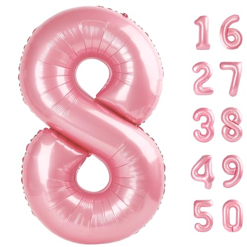 Riesige Luftballons zum 8. Geburtstag, 101,6 cm, Perlglanz, Rosa, Zahl 8, für Männer und Frauen, Party-Dekorationen Riesige Luftballons zum 8. Geburtstag, 101,6 cm, Perlglanz, Rosa, Zahl 8, für Männer und Frauen, Party-Dekorationen von Kelfuoya