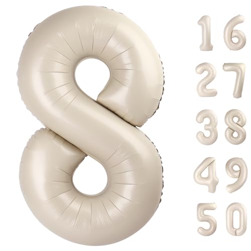 Riesige Luftballons zum 8. Geburtstag, Milchweiß, Folie, Zahl 8, 8, für Männer und Frauen, Party-Dekoration, 101,6 cm Riesige Luftballons zum 8. Geburtstag, Milchweiß, Folie, Zahl 8, 8, für Männer und Frauen, Party-Dekoration, 101,6 cm von Kelfuoya
