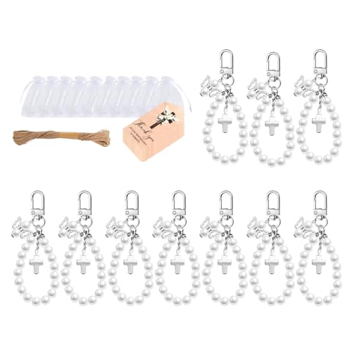 10 Sets Kreuz-Schlüsselanhänger, Geschenke mit Perlen, Kreuz-Anhänger und Organza-Beuteln für Taufe, Party, Hochzeit, Babyparty, Gastgeschenk 10 Sets Kreuz-Schlüsselanhänger, Geschenke mit Perlen, Kreuz-Anhänger und Organza-Beuteln für Taufe, Party, Hochzeit, Babyparty, Gastgeschenk von Kelisdi