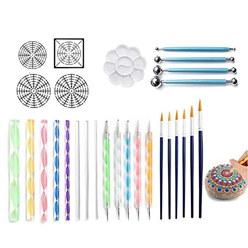28-teiliges Punktierwerkzeug-Set zum Malen von Steinen, Kunst, Malschablone, Pinselablage, Malvorlagen, Schablonen 28-teiliges Punktierwerkzeug-Set zum Malen von Steinen, Kunst, Malschablone, Pinselablage, Malvorlagen, Schablonen von Kelisdi