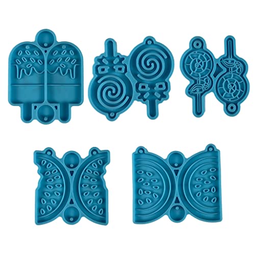 5 Stück Kunstharz-Schmuckformen Silikonform für Harz-Ohrringe, Anhänger, Schmuckherstellung, Gießform für Epoxidharz, Epoxidharz, Ohrringformen, Weihnachts-Set, Nieten, Silikon 5 Stück Kunstharz-Schmuckformen Silikonform für Harz-Ohrringe, Anhänger, Schmuckherstellung, Gießform für Epoxidharz, Epoxidharz, Ohrringformen, Weihnachts-Set, Nieten, Silikon von Kelisdi