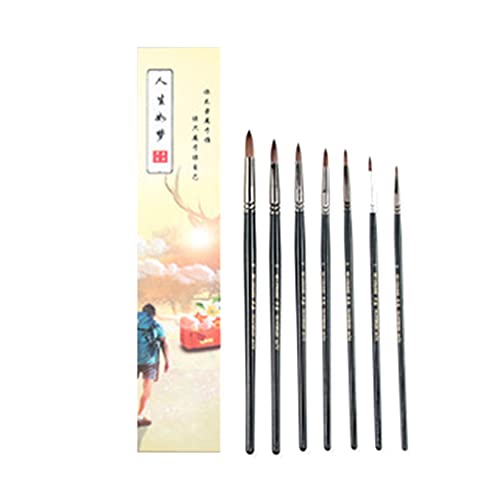 7 Stück Premium spitzer Gouache-Pinsel, Holzstabpinsel, Malerei, Zeichenbedarf, Farbe für ideal für Acrylmalerei 7 Stück Premium spitzer Gouache-Pinsel, Holzstabpinsel, Malerei, Zeichenbedarf, Farbe für ideal für Acrylmalerei von Kelisdi