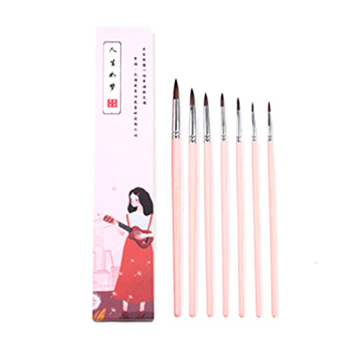 7 Stück Premium spitzer Gouache-Pinsel, Holzstabpinsel, Malerei, Zeichenbedarf, Farbe für ideal für Acrylmalerei 7 Stück Premium spitzer Gouache-Pinsel, Holzstabpinsel, Malerei, Zeichenbedarf, Farbe für ideal für Acrylmalerei von Kelisdi