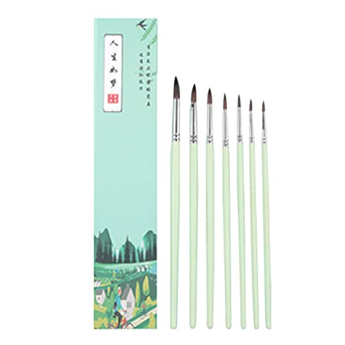 7 Stück Premium spitzer Gouache-Pinsel, Holzstabpinsel, Malerei, Zeichenbedarf, Farbe für ideal für Acrylmalerei 7 Stück Premium spitzer Gouache-Pinsel, Holzstabpinsel, Malerei, Zeichenbedarf, Farbe für ideal für Acrylmalerei von Kelisdi