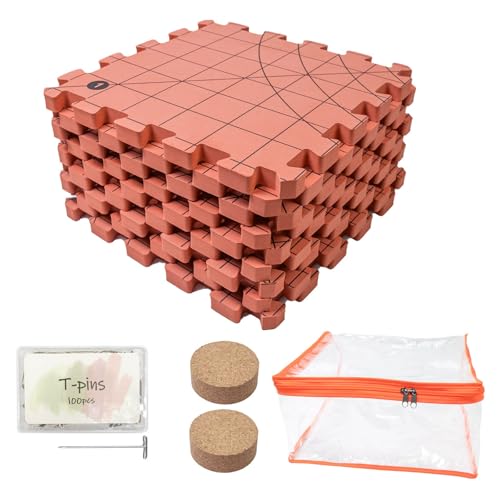 Kelisdi 9-teiliges Schaumstoff-Strickmatten-Set, 32 x 32 cm, mit 100 Stück 38 mm T-Nadel und Holznadelkissen für Oma-Quadrate, Basteln, Webbrett Kelisdi 9-teiliges Schaumstoff-Strickmatten-Set, 32 x 32 cm, mit 100 Stück 38 mm T-Nadel und Holznadelkissen für Oma-Quadrate, Basteln, Webbrett von Kelisdi