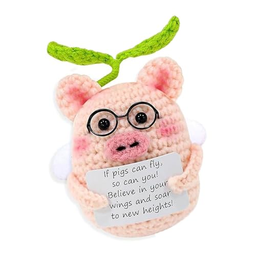 Kelisdi Einzigartige handgefertigte Schweinepuppe mit Karte, Schreibtischplatte, handgefertigte Strickpuppen, inspirierendes Häkelgeschenk Kelisdi Einzigartige handgefertigte Schweinepuppe mit Karte, Schreibtischplatte, handgefertigte Strickpuppen, inspirierendes Häkelgeschenk von Kelisdi