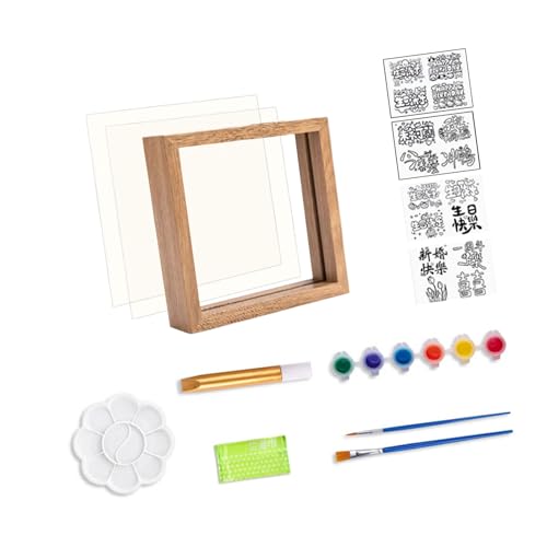 Kelisdi Handabdruck Basteln Glasmalerei Set mit Holzrahmen für Mütter Väter Babypartys Geburtstag Jubiläum Feiern Handabdruck Bastelset von Kelisdi