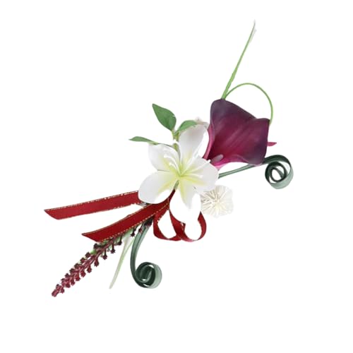 Kelisdi Handgefertigte Ansteckblume mit Ansteckblume für Braut und Brautjungfern, elegantes Hochzeitsgäste-Zubehör, Braut- und Brautjungfern-Blume von Kelisdi