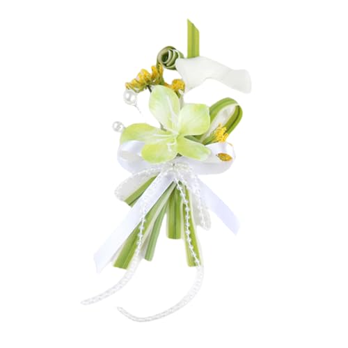 Kelisdi Handgefertigte Ansteckblume mit Ansteckblume für Braut und Brautjungfern, elegantes Hochzeitsgäste-Zubehör, Braut- und Brautjungfern-Blume von Kelisdi