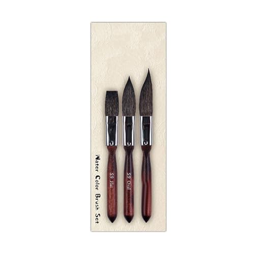 Malpinsel-Set, Künstlerpinsel, Eichhörnchen, Haarfarbe, Aquarell-Pinsel-Set für Acrylmalerei, 3-teilig Malpinsel-Set, Künstlerpinsel, Eichhörnchen, Haarfarbe, Aquarell-Pinsel-Set für Acrylmalerei, 3-teilig von Kelisdi