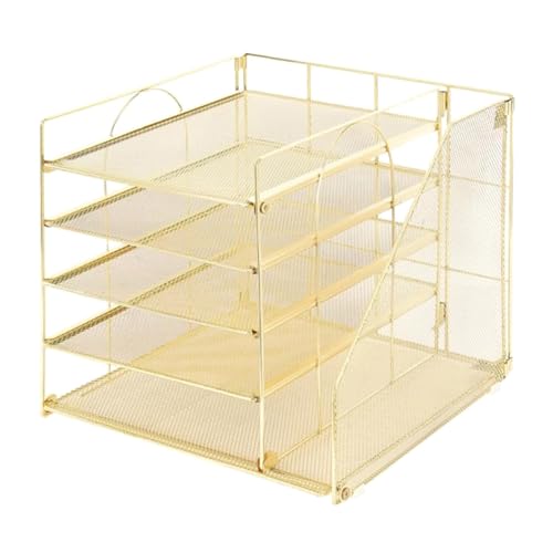 Platzsparender Schreibtisch-Organizer aus Eisen, 5-stöckig, Briefablage, Organizer mit Zeitschriftenständer für Bürobedarf, Mehrzweck-Büroschreibtisch von Kelisdi