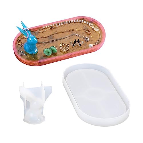 Schmuck-Aufbewahrungsschale, Silikonform, Schreibtischdekoration, Epoxidharz-Formen für Teller, Aschenbecher, Ornament-Form, Tablett, Harzguss, Schreibtischständer von Kelisdi