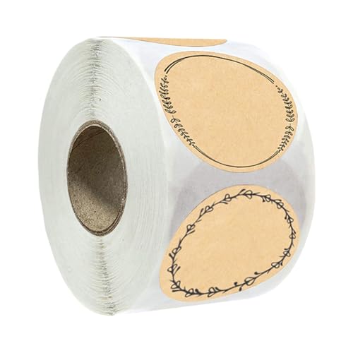 Selbstklebende braune runde Aufkleber zum Schreiben, Organisieren und Beschriften von Bastelarbeiten, mit Kranz-Designs, Einmachglas-Etiketten, braune Kraft-Etiketten, 500 Stück von Kelisdi