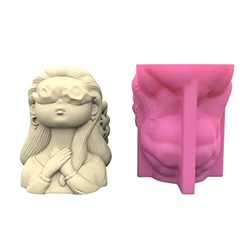 Silikonform für kleine Mädchen, Gips-Blumentopf, Epoxidharz, Gießform, Vase, Zementhalter, süßes kleines Mädchen, Silikonformen von Kelisdi