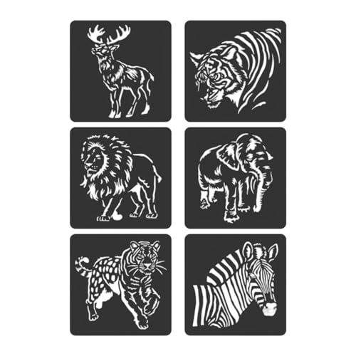 Tier-Schablonen mit Aushöhlung, Malschablonen, Zoos, Thema, Zeichnen, Bastelzubehör für Wandmalerei, Tier-Serie, ausgehöhltes Tagebuch, 6 Stück Tier-Schablonen mit Aushöhlung, Malschablonen, Zoos, Thema, Zeichnen, Bastelzubehör für Wandmalerei, Tier-Serie, ausgehöhltes Tagebuch, 6 Stück von Kelisdi