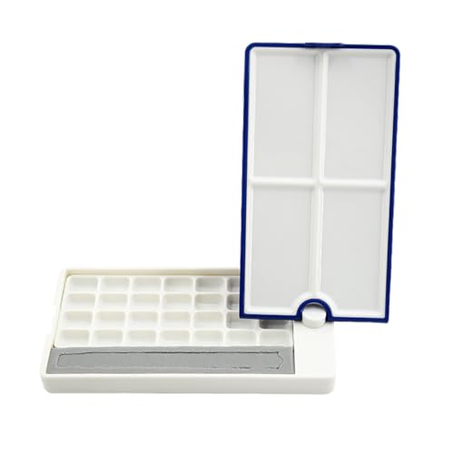 Wasserfarbtablett, tragbar, für Malerei, Farbtablett, leere Aquarellpalette, halbe Pfannen, leere Palette, halbe Pfannen für Ölmalerei von Kelisdi