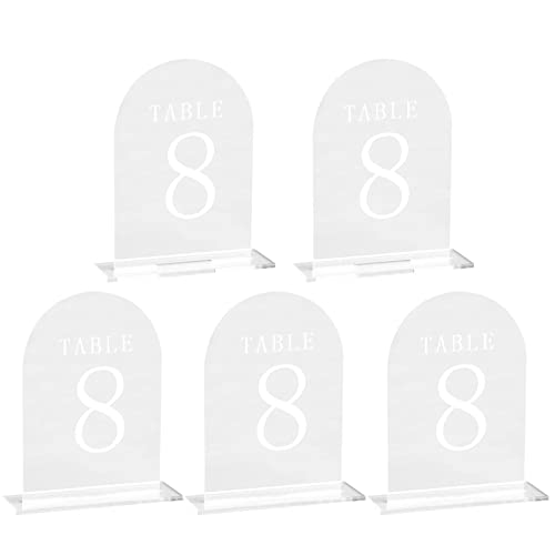Keloc Acryl-Tischschild, Acryl-Schilder für Hochzeit leer, 5 x -Acryl-Tischnummern, gewölbte Moderne Hochzeitsschilder für Events, Partys von Keloc