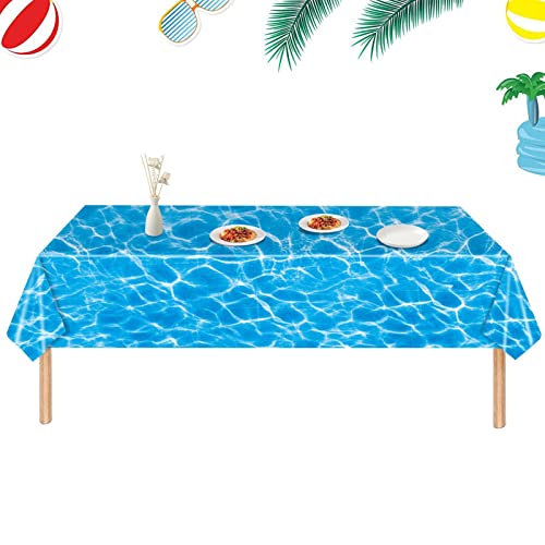 Strandtischdecke | 137,2 x 274,3 cm, blaue Ozean-Party-Tischdecke, Wasserdruck-Tischdecke, rechteckig, Esstisch, Dekoration für Café, Familie, Küche, Outdoor, Strand, Pool, Geburtstag Keloc von Keloc