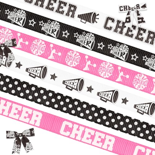 Cheer Ribbons Cheerleading Crafts Dekorationen – Ripsband für Geschenkverpackungen, Homcoming Mum, Haarschleife, Pin Me Cheerleading-Tasche, Zubehör (1,6 cm, 4,5 m, 6 Stück) von Keluna