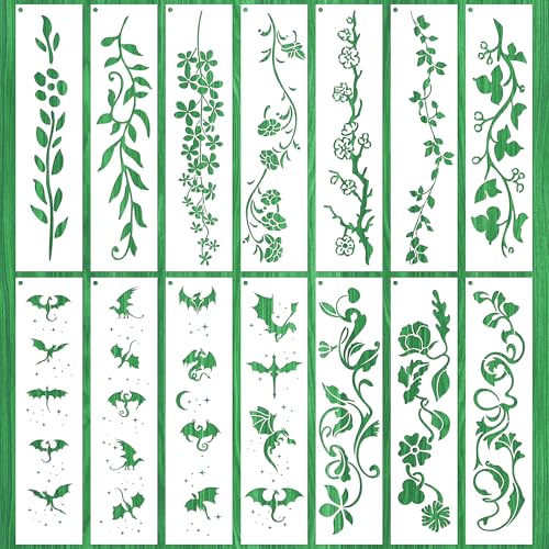 Keluna Drachenblätter-Schablonen für die Wand – Große Schablonen zum Malen an der Wand, Blätter, Blumenranke, Malvorlage für Stoff, Möbeldekoration Keluna Drachenblätter-Schablonen für die Wand – Große Schablonen zum Malen an der Wand, Blätter, Blumenranke, Malvorlage für Stoff, Möbeldekoration von Keluna