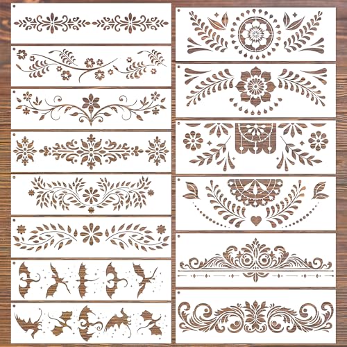 Keluna Randschablonen zum Malen, wiederverwendbare mexikanische Talavera-Blumen-Vorlagen, Blumenblatt-Drachen-Schablonen zum Malen auf Holz, Wand, DIY, Kunst, Handwerk, Leinwand, Stoff, Heimdekoration Keluna Randschablonen zum Malen, wiederverwendbare mexikanische Talavera-Blumen-Vorlagen, Blumenblatt-Drachen-Schablonen zum Malen auf Holz, Wand, DIY, Kunst, Handwerk, Leinwand, Stoff, Heimdekoration von Keluna