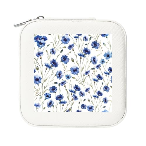 KemEng Blume Kornblume, Quadratische PVC Leder Schmuckschatulle Damen Schmuckschatulle Reise-Organizer Schmucketui KemEng Blume Kornblume, Quadratische PVC Leder Schmuckschatulle Damen Schmuckschatulle Reise-Organizer Schmucketui von KemEng