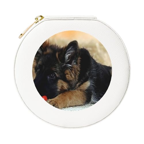 KemEng Deutscher Schäferhund, Runde PVC Leder Schmuckschatulle Damen Schmuckschatulle Reise-Organizer Schmucketui KemEng Deutscher Schäferhund, Runde PVC Leder Schmuckschatulle Damen Schmuckschatulle Reise-Organizer Schmucketui von KemEng