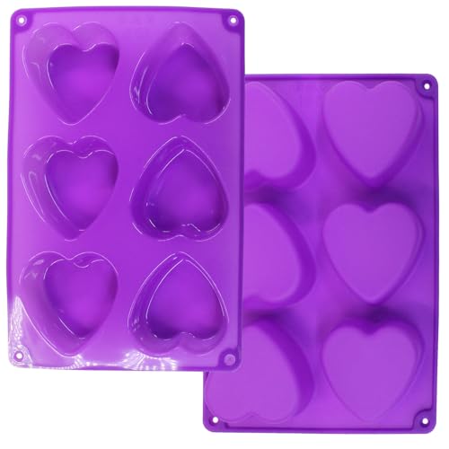 Kemcatui 2 x herzförmige Silikonform, violette Seifenform für Badekugeln, Kerzen, Kuchen, Schokolade, handgefertigte Herstellung Kemcatui 2 x herzförmige Silikonform, violette Seifenform für Badekugeln, Kerzen, Kuchen, Schokolade, handgefertigte Herstellung von Kemcatui