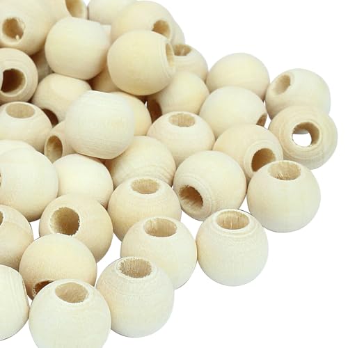 Kemcatui Unlackierte Holzperlen mit Löchern, rund, natürliche Holzperlen, Großpackung, lose Abstandshalter-Perlen für Handwerk, Dekorationen, 12 mm, 400 Stück von Kemcatui