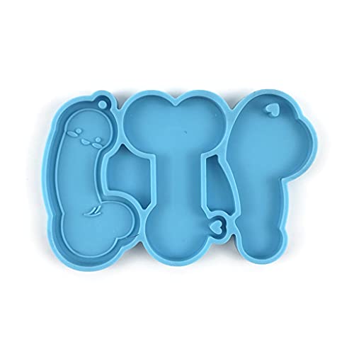 Kemelo DIY Penis Schlüsselanhänger Epoxidharz Form Schmuck Anhänger Dekorationen Silikonform,Perlenschmuck,Blau von Kemelo