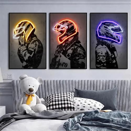 Neon Racing Posterdruck Leinwandgemälde modernes abstraktes Leinwand-Wand Bilderbild für Wohnzimmer Schlafzimmer Inneneinrichtung Heimdekoration 40 x 60 cm x 3 ungerahmt von KemneT