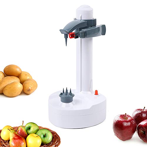 Elektrischer Kartoffelschäler Apfelschäler Gemüseschäler Obstschäler Elektro Schäler für Obst & Gemüse Elektrisch Automatische Drehbare Apfelschäler Maschine (Ohne Ladegerät und Batterie) von KenSyuInt