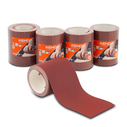 KENDO Schleifpapier Rolle - 4 Schmirgelpapier Rollen 93mm x 5m - Körnung fein bis grob 60/120 / 180/240 - Geeignet für Handschleifer, Schwingschleifer und Materialien wie Holz, Metall etc. KENDO Schleifpapier Rolle - 4 Schmirgelpapier Rollen 93mm x 5m - Körnung fein bis grob 60/120 / 180/240 - Geeignet für Handschleifer, Schwingschleifer und Materialien wie Holz, Metall etc. von Kendo