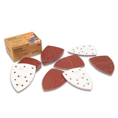 KENDO Schleifpapier Set 60-teilig- Klett für Dreieckschleifer – Deltaschleifer Schleifpapier jeweils 10x 40/60/80/120/180/240, Gr. 152x105mm oder 93x93x93mm- 11-Loch System - beste Standzeiten KENDO Schleifpapier Set 60-teilig- Klett für Dreieckschleifer – Deltaschleifer Schleifpapier jeweils 10x 40/60/80/120/180/240, Gr. 152x105mm oder 93x93x93mm- 11-Loch System - beste Standzeiten von Kendo