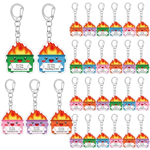 Kenning 50 Stück Dumpster Fire Acryl Schlüsselanhänger Dumpster Fire Schlüsselanhänger Mitarbeiter Wertschätzung Geschenke Großpackung für Kollegen, Familie, Freunde von Kenning