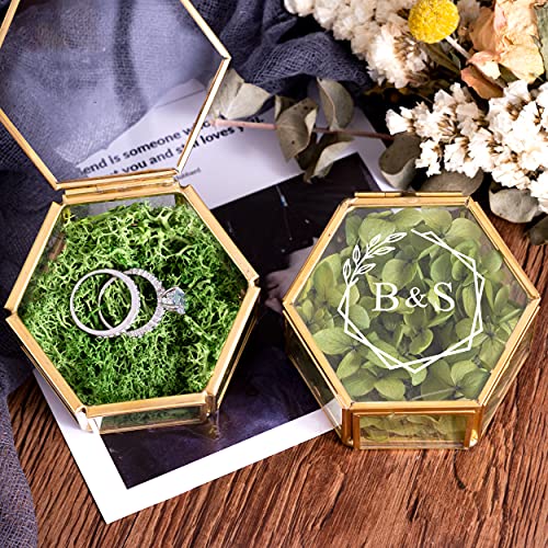 Kenon Personalisierte Glas-Ringbox, personalisierbar, goldfarben, geometrische Ringträger, Verlobungsringbox, Antragsringbox, Schmuckschatulle Kenon Personalisierte Glas-Ringbox, personalisierbar, goldfarben, geometrische Ringträger, Verlobungsringbox, Antragsringbox, Schmuckschatulle von Kenon