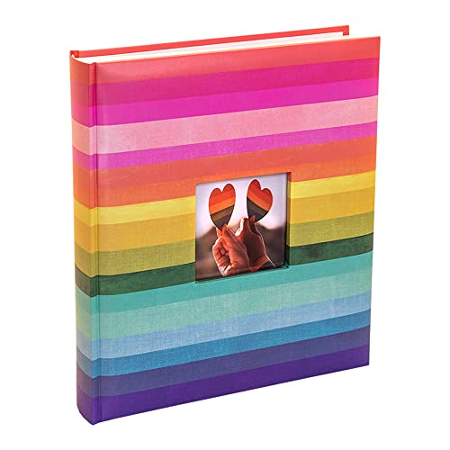 Kenro KRA102 Fotoalbum, 200 Fotos, 13 x 18 cm, bunte horizontale Streifen, mit Einsteckseiten, Regenbogenfarben von Kenro