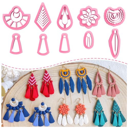 KEOKER Makramee-Modelliermassenschneider, Quasten-Tonschneider, Polymer-Ton-Schneider für Ohrringherstellung, Boho-Tonschneider für Polymer-Ton-Schmuck, 10 Formen, Polymer-Ton-Ohrringschneider KEOKER Makramee-Modelliermassenschneider, Quasten-Tonschneider, Polymer-Ton-Schneider für Ohrringherstellung, Boho-Tonschneider für Polymer-Ton-Schmuck, 10 Formen, Polymer-Ton-Ohrringschneider von Keoker