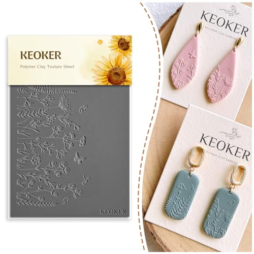 KEOKER Polymer-Ton-Texturblätter-Set, funktioniert mit Polymer-Tonschneider, gleiche Wirkung wie Polymer-Ton-Texturroller, Texturblätter von Keoker