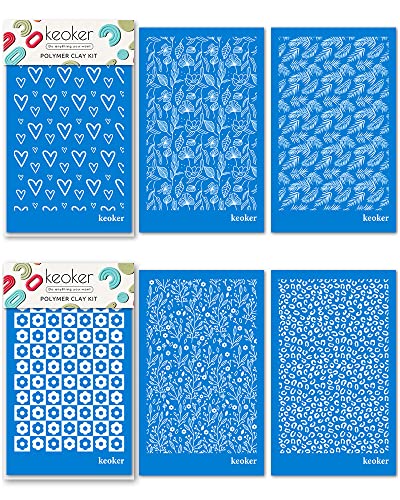 KEOKER Siebdruck-Schablonen für Polymerton, Leopardenmuster & Blumenschachbrett, 6-teiliges wiederverwendbares Siebdruck-Set zum Drucken auf Ton und anderem Schmuck, Ton, Ohrringe, Dekoration KEOKER Siebdruck-Schablonen für Polymerton, Leopardenmuster & Blumenschachbrett, 6-teiliges wiederverwendbares Siebdruck-Set zum Drucken auf Ton und anderem Schmuck, Ton, Ohrringe, Dekoration von Keoker