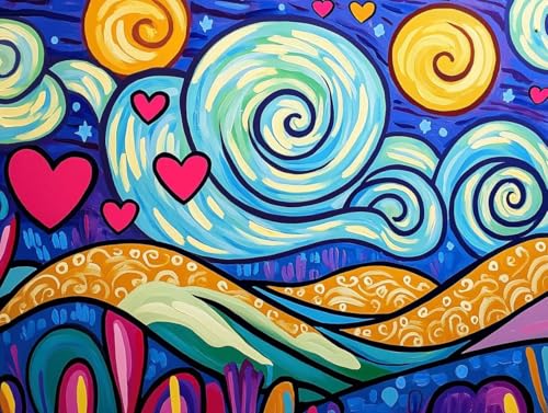 Malen Nach Zahlen Erwachsene, Malen Nach Zahlen Kinder ab 7-10, Handgemalt Ölgemälde Kreativ Set, Bunt Abstraktion Paint by Numbers, Home Office Wand Dekoration, Geburtstag Geschenk (70x90cm) H-5 von Keoxco