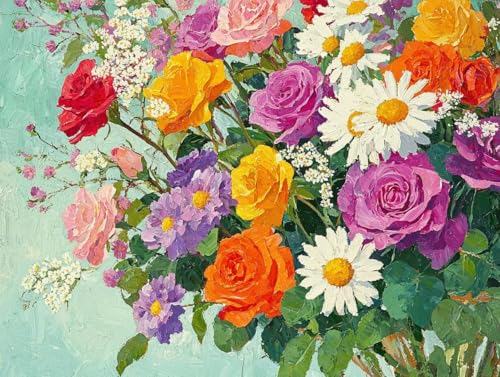 Malen Nach Zahlen Erwachsene, Malen Nach Zahlen Kinder ab 7-10, Handgemalt Ölgemälde Kreativ Set, Bunt Blumen Paint by Numbers, Home Office Wand Dekor, Geburtstag Geschenk (Ohne Rahmen 10x20cm) H-8 von Keoxco