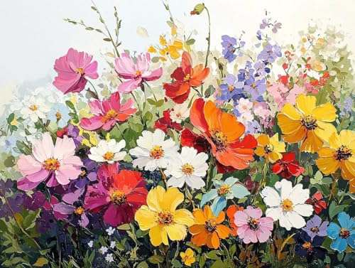 Malen Nach Zahlen Erwachsene, Malen Nach Zahlen Kinder ab 7-10, Handgemalt Ölgemälde Kreativ Set, Bunt Blumen Paint by Numbers, Home Office Wand Dekor, Geburtstag Geschenk (Ohne Rahmen 60x80cm) H-7 von Keoxco